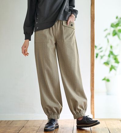 BELLUNA（ベルーナ）の「ツイード調素材ボタン使いコロンパンツ（フルレングスパンツ）」
