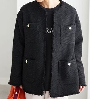 BELLUNA（ベルーナ）の「ツイードノーカラージャケット（ノーカラージャケット）」｜黒