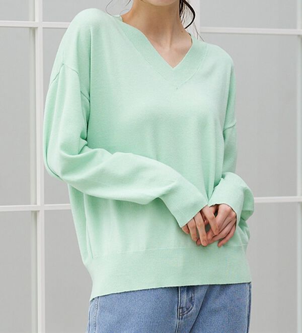 RANAN（ラナン）の「もちもちベーシックニット（Vネック・ハイネック）（ニット・セーター）」｜詳細画像