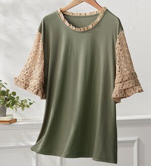 BELLUNA（ベルーナ）の「ヒンヤリ！異素材使いデザインプルオーバー（カットソー）」｜詳細画像