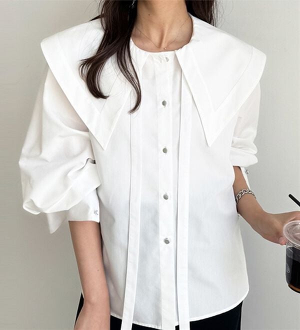 GeeRA（ジーラ）の「ケープ衿シャツブラウス（ブラウス）」｜詳細画像