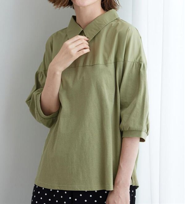 BELLUNA（ベルーナ）の「衿付き異素材切替プルオーバー（カットソー）」｜詳細画像