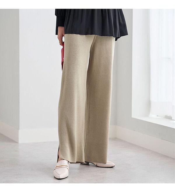 BELLUNA（ベルーナ）の「ニット素材透かし編デザインセットアップ（セットアップ）」｜詳細画像