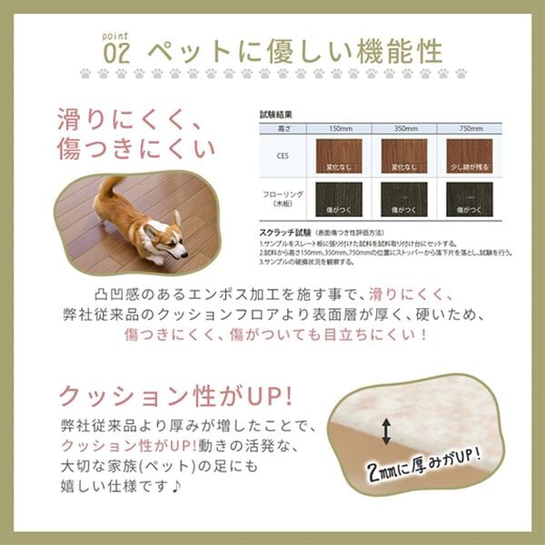 iellio（イエリオ）の「ペット対応フロアクッション＜簡単ロール式・フローリング調・防水・はっ水・抗菌・防カビ・消臭・防炎・滑りにくい・日本製＞（カーペット）」｜詳細画像
