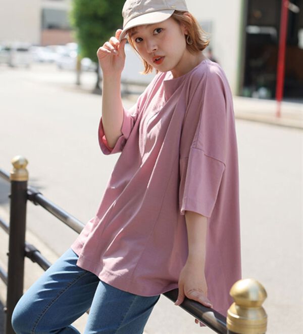 A HAPPY MARILYN（アハッピーマリリン）の「【視覚効果で細魅せシリーズ】ゆったりシルエット プルオーバー（カットソー）」｜詳細画像