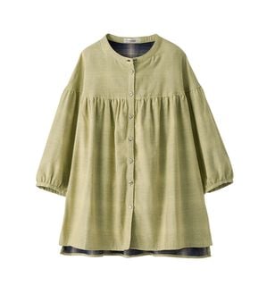 BELLUNA（ベルーナ）の「ダブルガーゼ素材切替デザインブラウス（ブラウス）」｜イエロー系