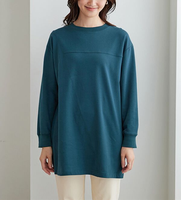 BELLUNA（ベルーナ）の「【快適Ｌａｂ．】ふんわりピーチ起毛切替チュニック（チュニック）」｜詳細画像