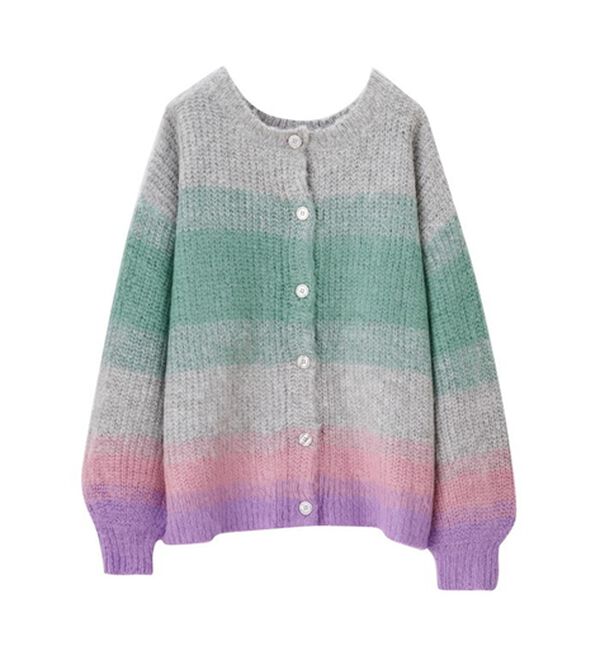 GeeRA（ジーラ）の「前後２ＷＡＹ配色起毛ニットカーデ（ニットカーディガン）」｜詳細画像