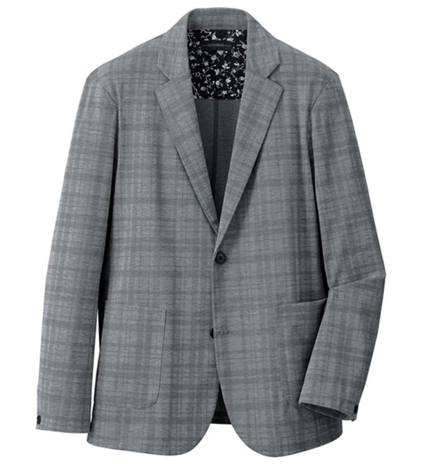 「お手入れ簡単！テーラードジャケット（メンズジャケット）」｜グレー(チェック)