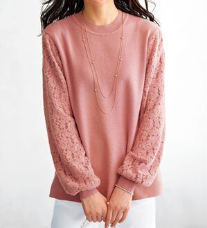 BELLUNA（ベルーナ）の「袖起毛レースニットプルオーバー（ニット・セーター）」｜詳細画像