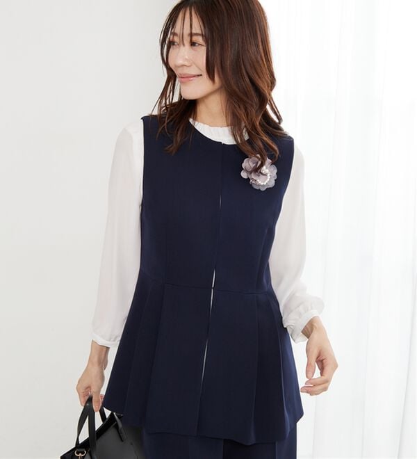 BELLUNA（ベルーナ）の「＜Ｃ／Ｓ＞ノーカラーペプラムジレ（ベスト）」｜詳細画像