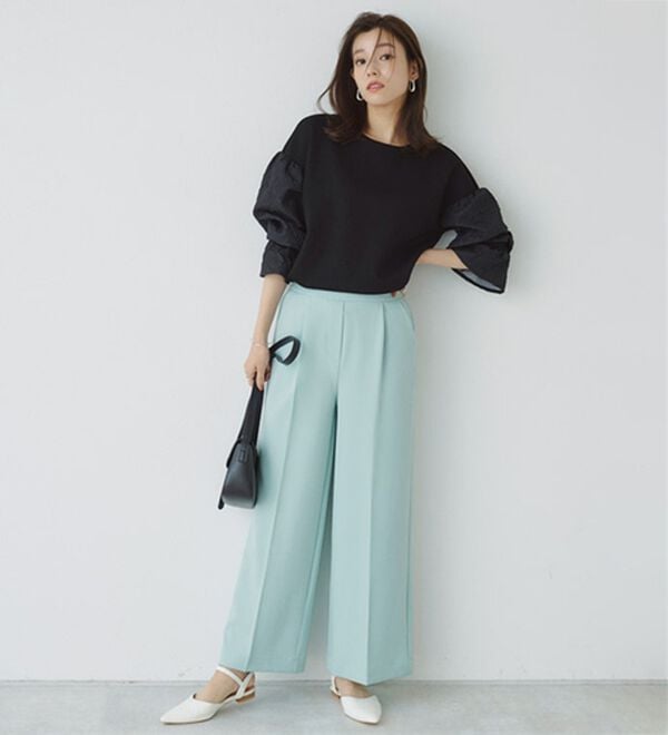 Pierrot（ピエロ）の「【選べる丈】楽ちんきれい高見えワイドパンツ（ワイドパンツ・ガウチョ）」｜詳細画像