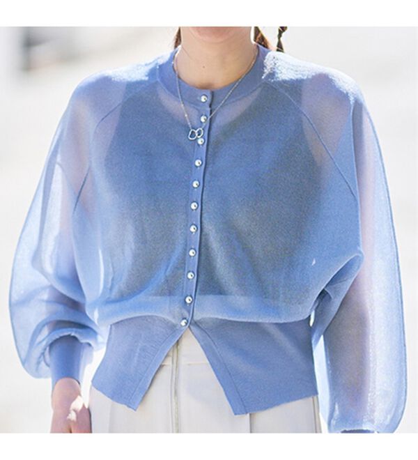 RANAN（ラナン）の「シルバーボタンシアーニットカーデ（ニットカーディガン）」｜詳細画像