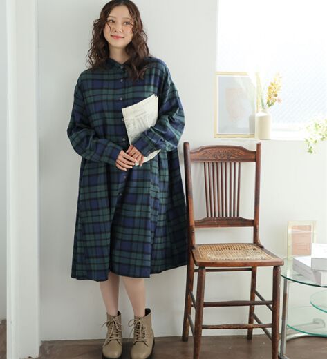 Phlannel シャツワンピース 