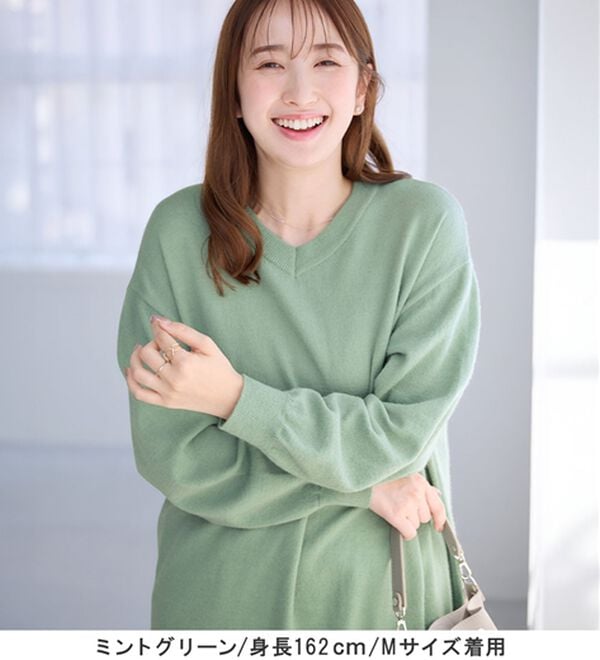 alotta（アロッタ）の「洗える！ゆるニットＶネックチュニック（チュニック）」｜詳細画像