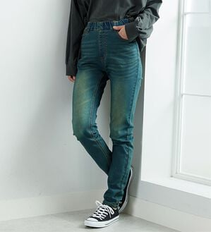 A HAPPY MARILYN（アハッピーマリリン）の「【Ｍ～８Ｌ】【選べる丈】魔法の美ライン ストレッチ スキニー デニムパンツ（スリム・スキニーパンツ）」｜加工有／インディゴユーズド