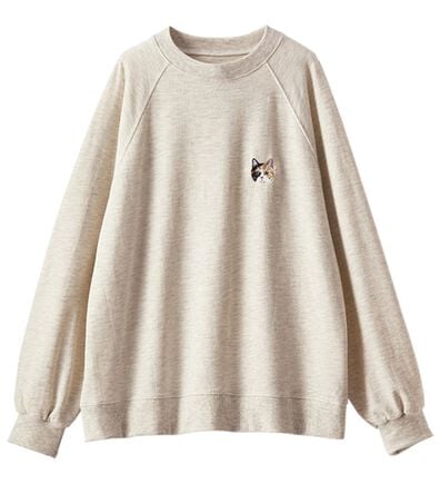 BELLUNA（ベルーナ）の「ワンポイントネコ刺しゅう裏毛プルオーバー（カットソー）」