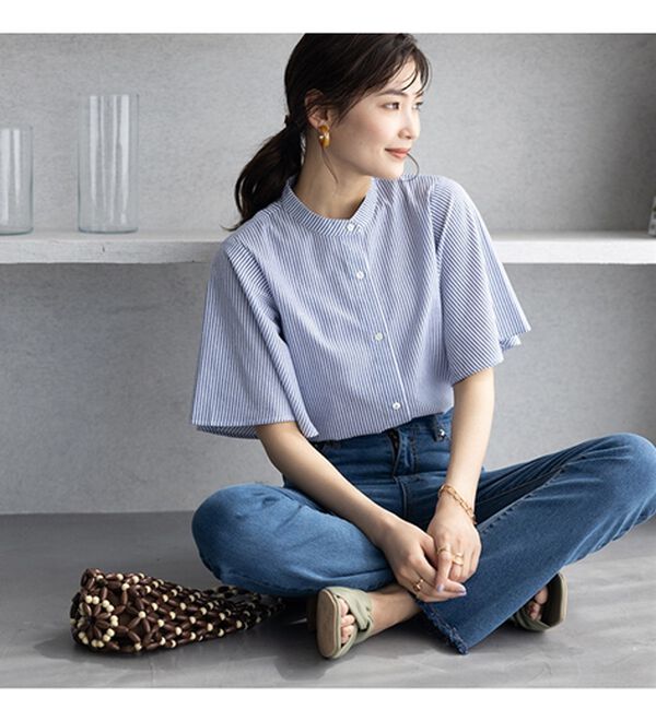 GeeRA（ジーラ）の「フレアー袖バンドカラーブラウス（ブラウス）」｜詳細画像