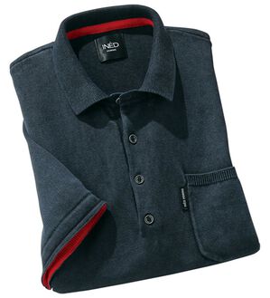 「＜イネド＞ヴィンテージ加工のニットポロ（メンズポロシャツ）」｜ネイビー