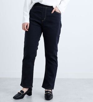 BELLUNA（ベルーナ）の「あったか裏フリースデニムパンツ（フルレングスパンツ）」｜黒