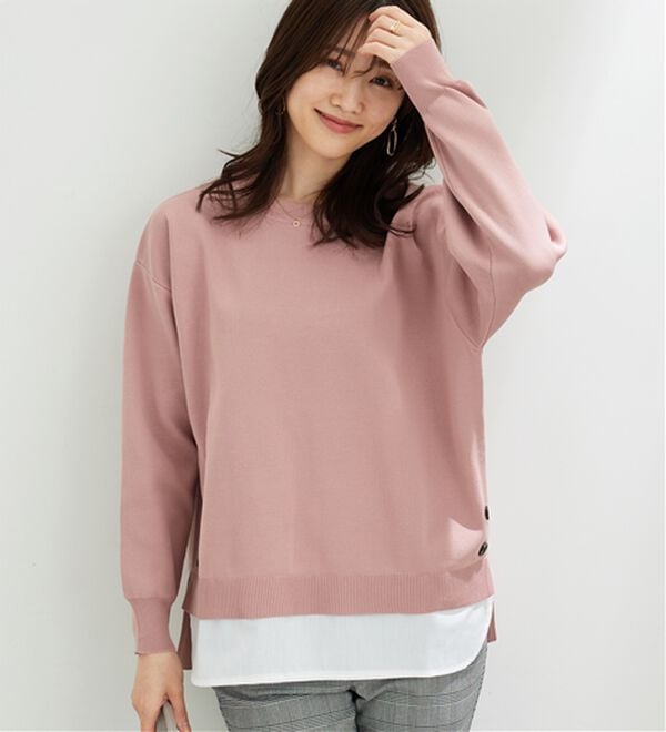 BELLUNA（ベルーナ）の「裾ボタン重ね着風ニットプルオーバー（ニット・セーター）」｜詳細画像