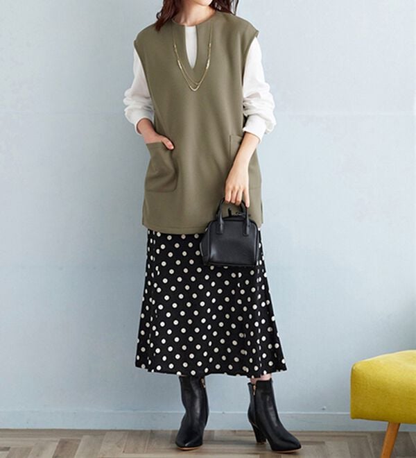 BELLUNA（ベルーナ）の「【2点セット】静電気防止インナー付ベストアンサンブル（アンサンブル）」｜詳細画像