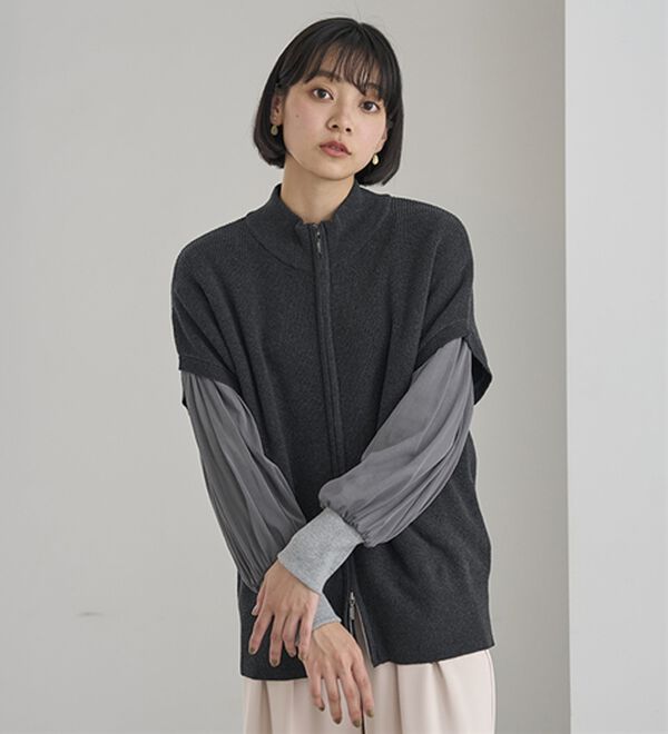 BELLUNA（ベルーナ）の「綿１００％ダブルジップニットベスト（ベスト）」｜詳細画像