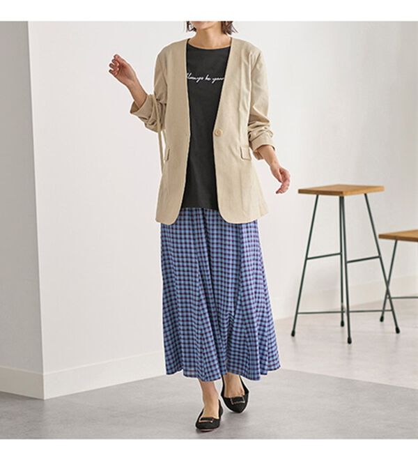 BELLUNA（ベルーナ）の「カジュアルコーデにきちんと感を！ノーカラージャケット（ノーカラージャケット）」｜詳細画像