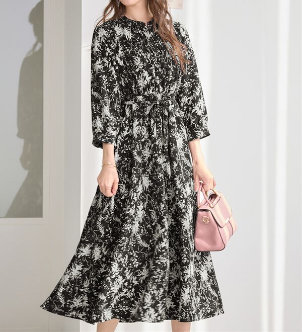 柄アソートギャザーデザインワンピース - ベルーナ【公式】 