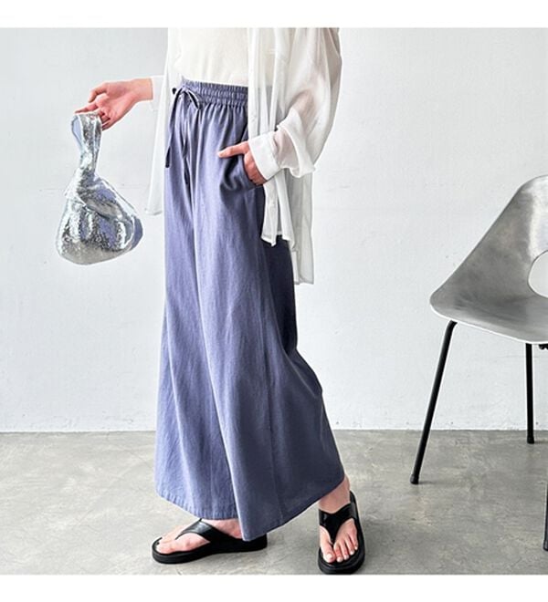 GeeRA（ジーラ）の「麻入りリラックスワイドパンツ（ワイドパンツ・ガウチョ）」｜詳細画像