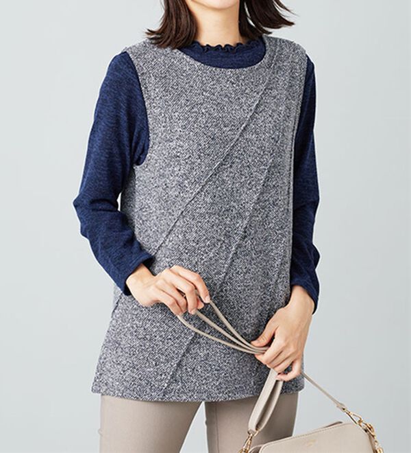 BELLUNA（ベルーナ）の「ブークレ素材タックデザインアンサンブル（アンサンブル）」｜詳細画像