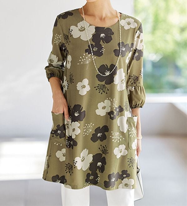 ひんやり冷感素材花柄プリントチュニック - ベルーナ【公式】