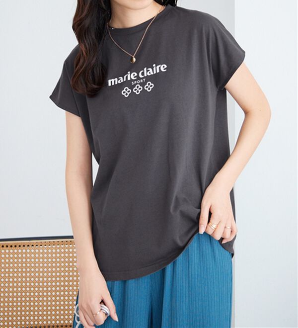 alotta（アロッタ）の「【マリクレール・スポーツ】モックネックギャザーＴシャツ（Tシャツ）」｜詳細画像