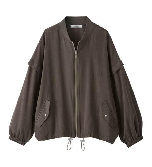 BELLUNA（ベルーナ）の「麻調素材リブ使いシアーブルゾンジャケット（ブルゾン）」｜詳細画像