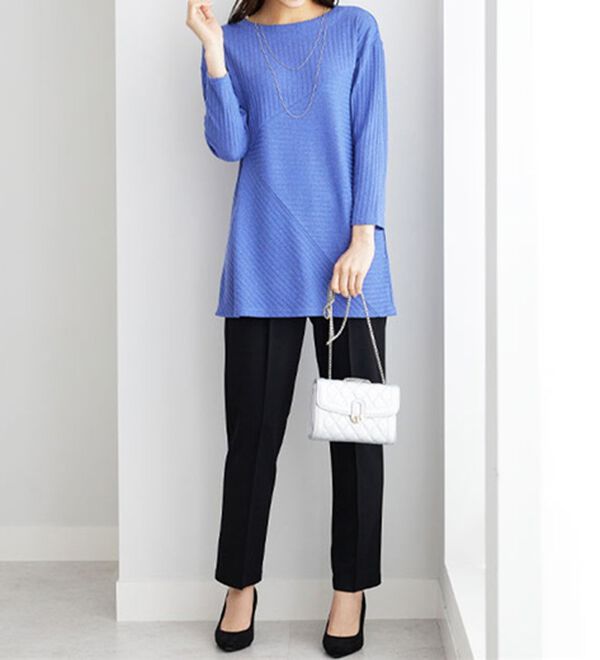 BELLUNA（ベルーナ）の「杢調テレコ素材切替デザインチュニック（チュニック）」｜詳細画像