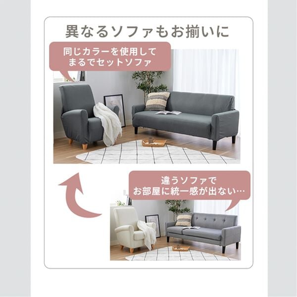 iellio（イエリオ）の「ぴったりフィット！ワッフルソファカバー＜伸縮・取付簡単・洗える・ソファーカバー・１人掛・２人掛・３人掛＞（ソファーカバー）」｜詳細画像