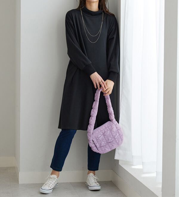 BELLUNA（ベルーナ）の「ふんわりなめらか裏ベロアワンピース（カットソーワンピース）」｜詳細画像