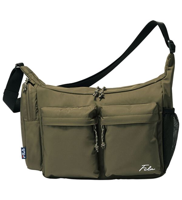 「＜フィラ＞ボトルポケット付ショルダー（メンズショルダーバッグ）」｜カーキ