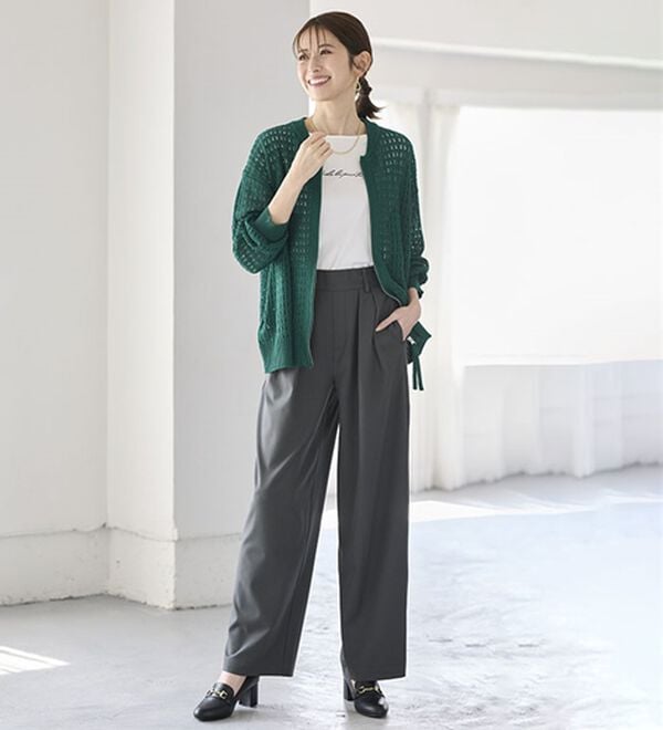 BELLUNA（ベルーナ）の「お腹スッキリ！ダブルインタックワイドパンツ（フルレングスパンツ）」｜詳細画像