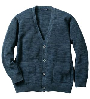 「＜コムルヴァン・オム＞サマーメランジ涼やかカーディガン（メンズカーディガン）」｜メランジネイビー