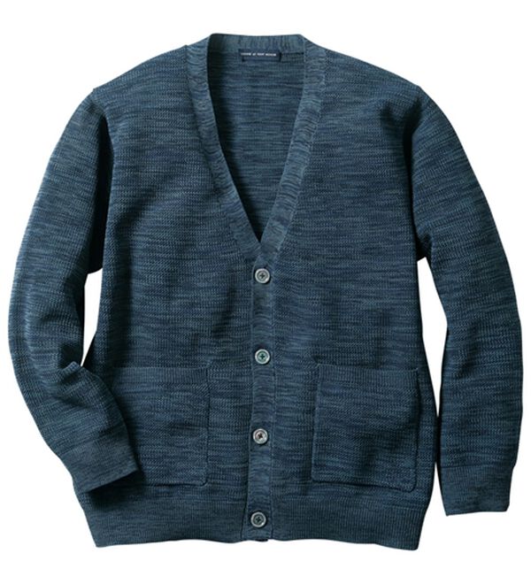 「＜コムルヴァン・オム＞サマーメランジ涼やかカーディガン（メンズカーディガン）」｜メランジネイビー
