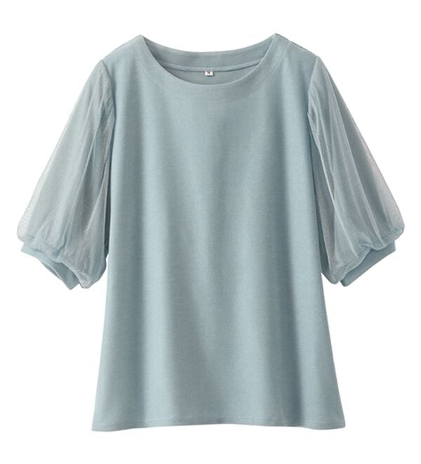 BELLUNA（ベルーナ）の「ラメチュール袖切替デザインプルオーバー（カットソー）」｜詳細画像