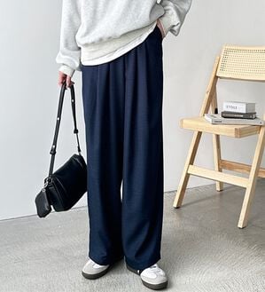 GeeRA（ジーラ）の「【体型カバー】上品なのにラクちんワイドパンツ（フルレングスパンツ）」｜ネイビー