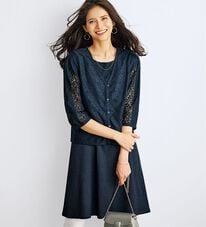 BELLUNA（ベルーナ）の「花柄レース切替チュニックワンピアンサンブル（アンサンブル）」