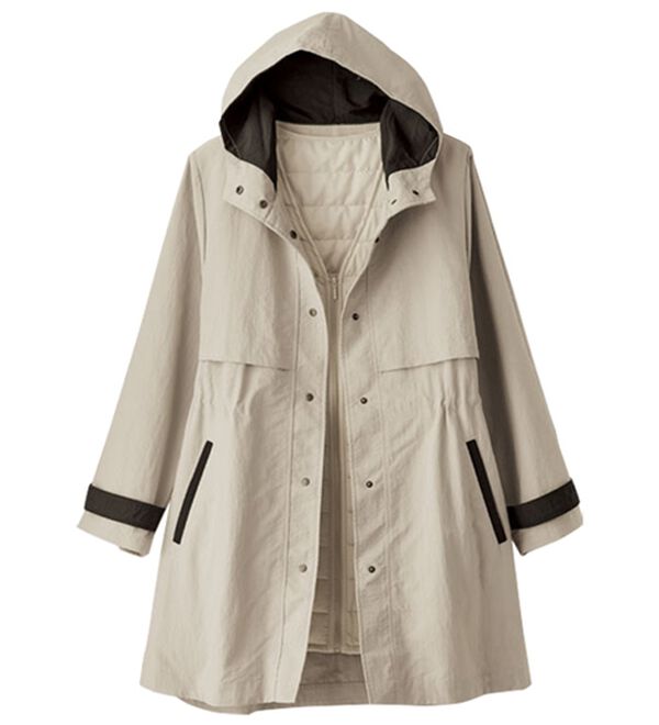 BELLUNA（ベルーナ）の「おしゃれの主役！蓄熱中わたベスト付配色コート（ハーフコート）」｜詳細画像