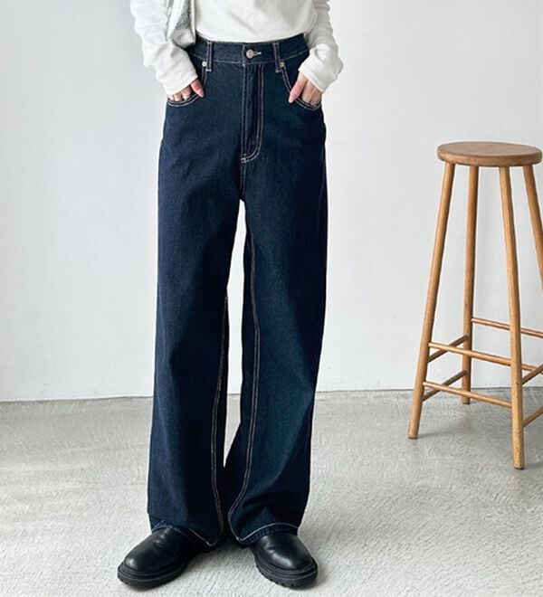 GeeRA（ジーラ）の「ハイウエストストレートデニム（ワイドパンツ・ガウチョ）」｜詳細画像
