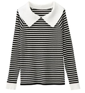 GeeRA（ジーラ）の「ビッグカラーデザインリブニット（ニット・セーター）」｜ボーダー