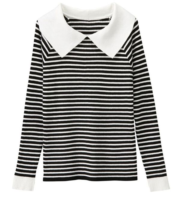 GeeRA（ジーラ）の「ビッグカラーデザインリブニット（ニット・セーター）」｜ボーダー