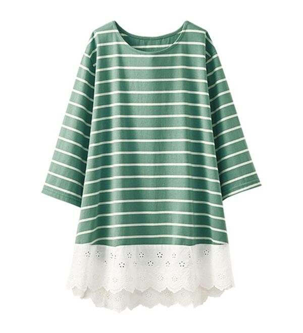 BELLUNA（ベルーナ）の「華やかレース使いボーダーチュニック（チュニック）」｜詳細画像