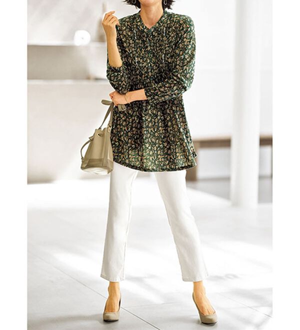 BELLUNA（ベルーナ）の「シワが目立ちにくい！ピンタック使いシャツチュニック（チュニック）」｜詳細画像